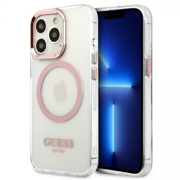 Guess Metal Outline MagSafe Hard Case do iPhone 13 Pro / 13 6,1 inch - Różowy