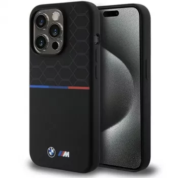 BMW M Silicone Pattern MagSafe Hard Case dla Apple iPhone 15 Pro 6,1 inch - Czarny