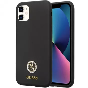 Guess GUHCN614DGPK Hardcase Silicone Logo Strass 4G Back Cover do Apple iPhone 11 / Xr 6,1 cala Czarny