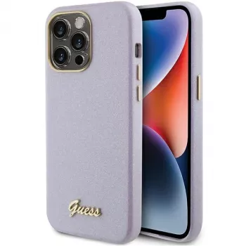 Guess GUHCP15LPGMCSL Glitter Glossy Script Hard Case do iPhone 15 Pro 6,1 inch Liliowy