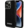 Karl Lagerfeld KLHCP15LHDSPLK Twarde etui do iPhone 15 Pro 6,1 inch Czarne z kryształkami logo i metalową płytką