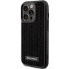 Karl Lagerfeld KLHCP15LHDSPLK Twarde etui do iPhone 15 Pro 6,1 inch Czarne z kryształkami logo i metalową płytką