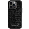Karl Lagerfeld KLHCP15LHDSPLK Twarde etui do iPhone 15 Pro 6,1 inch Czarne z kryształkami logo i metalową płytką