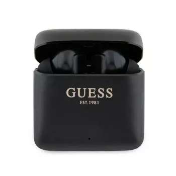 Guess Printed Logo True Wireless Stereo Bluetooth Earbuds z etui ładującym (czarny)