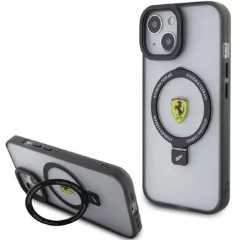 Ferrari FEHMP15SUSCAK iPhone 15 / 14 / 13 6,1 inch Czarny Hardcase z Uchwytem Pierścieniowym 2023 Collection MagSafe
