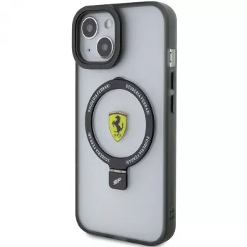 Ferrari FEHMP15MUSCAK iPhone 15 Plus / 14 Plus 6,7 inch Transparent Smoky Hardcase z uchwytem pierścieniowym, MagSafe, kolekcja 2023