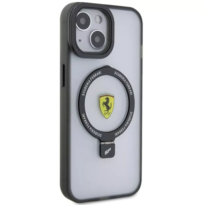 Ferrari FEHMP15SUSCAH iPhone 15 / 14 / 13 6.1 Transparent Hard Case Ring Stand 2023 Collection MagSafe