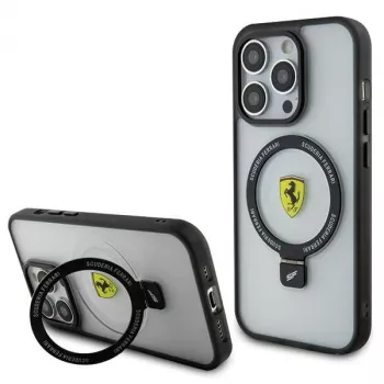 Ferrari FEHMP15LUSCAH iPhone 15 Pro 6,1 inch Transparentny Twardy Etui z Uchwytem Pierścieniowym, Kompatybilny z MagSafe, Kolekcja 2023