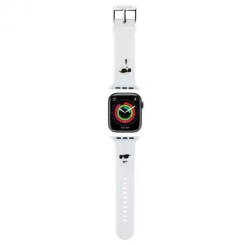Karl Lagerfeld Pasek KLAWMSLKCNH Apple Watch 38/40/41mm Biały Pasek 3D Guma Karl & Choupette Głowy