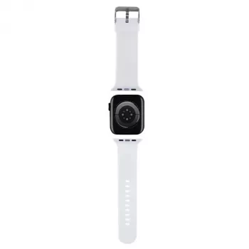 Karl Lagerfeld Pasek KLAWMSLKCNH Apple Watch 38/40/41mm Biały Pasek 3D Guma Karl & Choupette Głowy