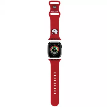 Pasek Hello Kitty HKAWMSCHBLR do Apple Watch 38/40/41mm Czerwony Silikonowy Główka Kitty