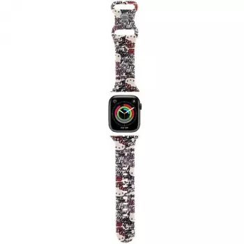 Hello Kitty HKAWMSDGPTE Pasek do Apple Watch 38/40/41mm Beżowy Silikon Graffiti Tags