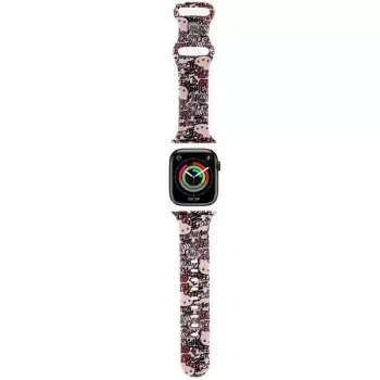 Hello Kitty HKAWMSDGPTP Silicone Strap for Apple Watch 38/40/41mm Pink Graffiti Tags