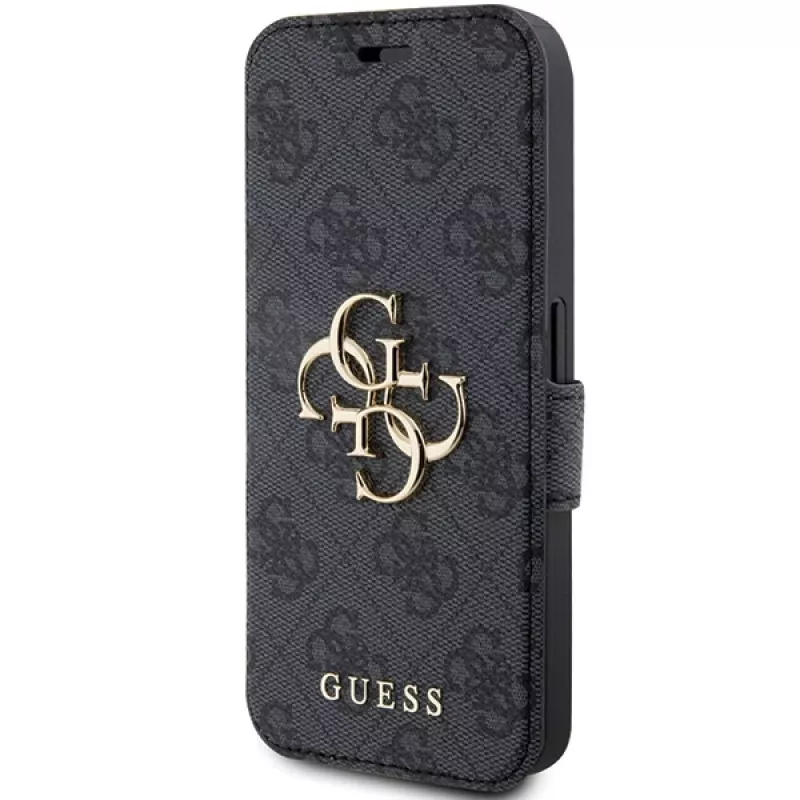Guess GUBKP15L4GMGGR Etui Książkowe iPhone 15 Pro 6,1 inch Szary 4G Metal Logo