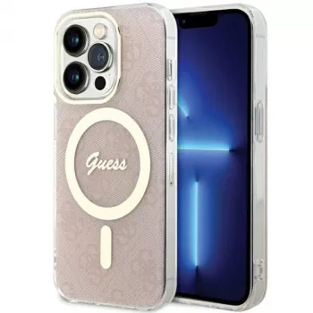 Guess GUHMP15LH4STP Hardcase do Apple iPhone 15 Pro 6,1 inch Różowy IML 4G MagSafe