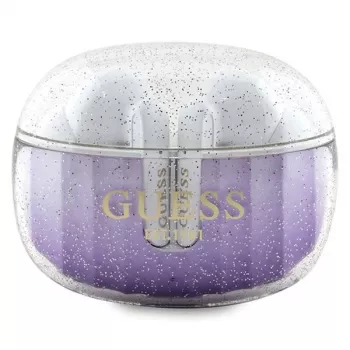 Guess Glitter Gradient True Wireless Bluetooth Earbuds z etui ładującym (fioletowy)