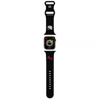 Pasek silikonowy Hello Kitty HKAWLSCHBLK do Apple Watch 42/44/45/49mm Czarny