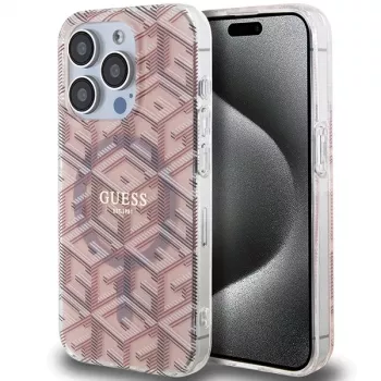 Guess GUHMP15LHGCUSTGP iPhone 15 Pro 6,1 inch Różowe etui twarde IML GCube MagSafe