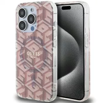 Guess GUHMP15XHGCUSTGP iPhone 15 Pro Max 6,7 inch Różowe etui Hardcase IML GCube MagSafe