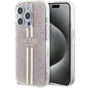Guess GUHCP15LH4PSEGP iPhone 15 Pro 6,1 inch Różowe etui Hardcase IML 4G Gold Stripe