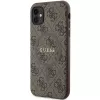 Guess GUHMN61G4GFRW Hardcase do Apple iPhone 11 / XR 6,1 inch Brązowa Skóra Metalowe Logo MagSafe Kolekcja 4G