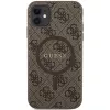Guess GUHMN61G4GFRW Hardcase do Apple iPhone 11 / XR 6,1 inch Brązowa Skóra Metalowe Logo MagSafe Kolekcja 4G