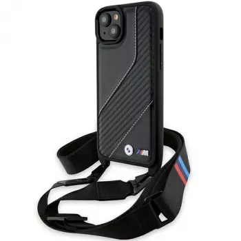 BMW M Edition Carbon Stripe & Strap Hard Case do iPhone 15 Plus / 14 Plus 6,7 inch Czarny