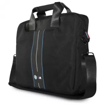 Torba na laptopa BMW 16 cali, czarny nylon, niebieski pasek