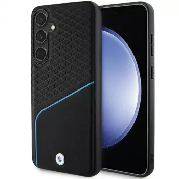 BMW Signature Leather Textured & Line MagSafe Hard Case do Samsung Galaxy S24, Czarny