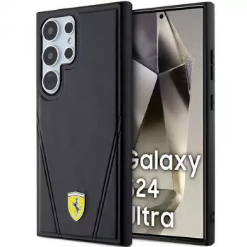 Ferrari FEHMS24LP3BAK Hardcase do Samsung Galaxy S24 Ultra, Czarny, Hot Stamp V Lines, MagSafe