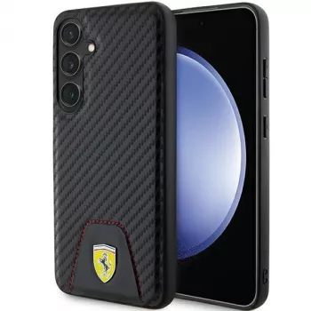 Ferrari FEHCS24MN3PUK Hard Case do Samsung Galaxy S24+ (SM-S926) - Spód z włókna węglowego i przeszyciami - Czarny