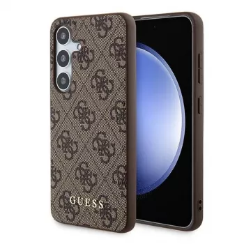 Guess GUOHCSA35G4GFBR A35 Hardcase 4G Metal Gold Logo do Samsung Galaxy A35 - Brązowy