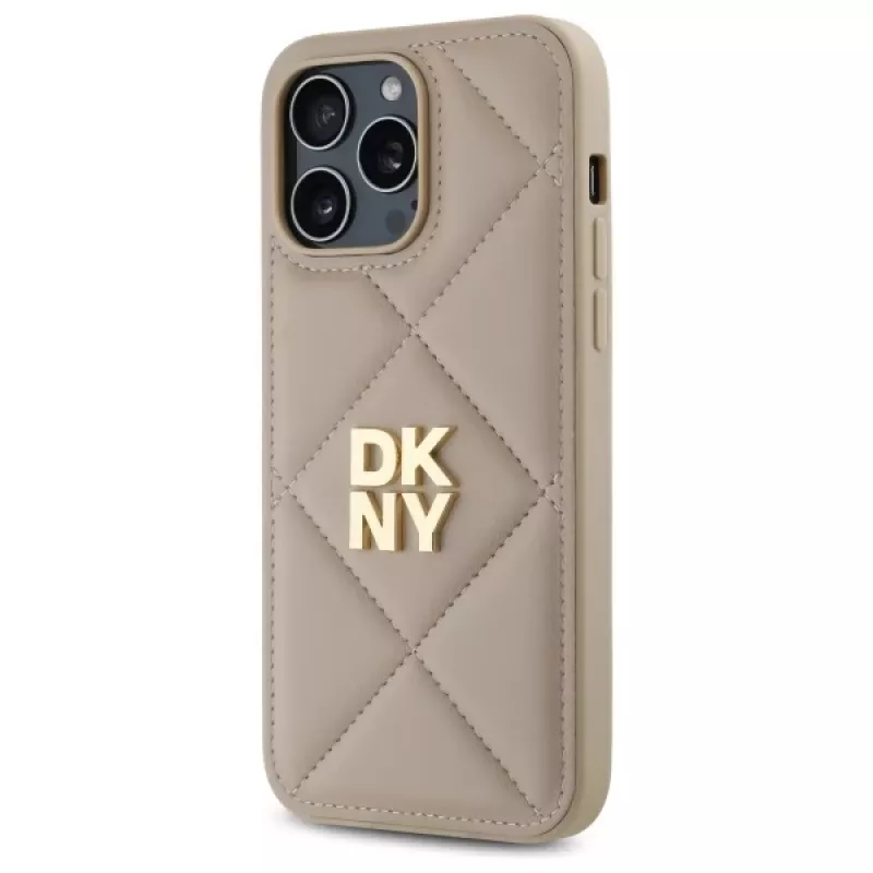 DKNY DKHCP14LPQDSLE Quilted Stack Logo Back Cover do iPhone 14 Pro 6,1 inch - Beżowy