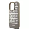 DKNY DKHMP15XPSOSPW Hardcase Skórzany Wzorzysty Metalowe Logo MagSafe do iPhone 15 Pro Max 6,7 inch Brązowy