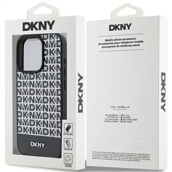 DKNY DKHMP15XPSOSPK Hardcase Skórzany Wzorzysty Metalowe Logo MagSafe do iPhone 15 Pro Max 6.7 Czarny