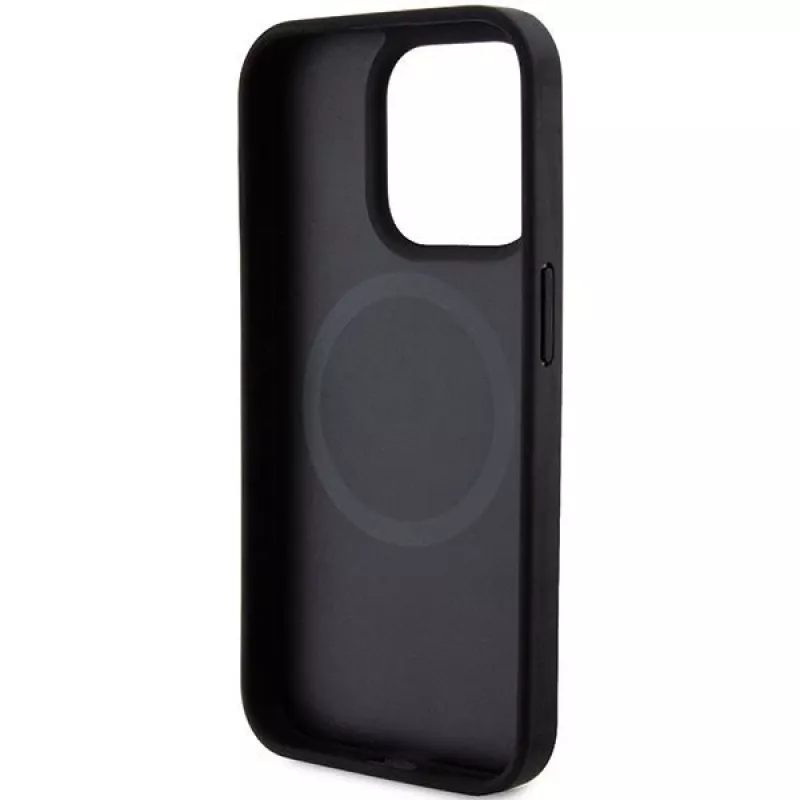DKNY DKHMP15XPSOSPK Hardcase Skórzany Wzorzysty Metalowe Logo MagSafe do iPhone 15 Pro Max 6.7 Czarny