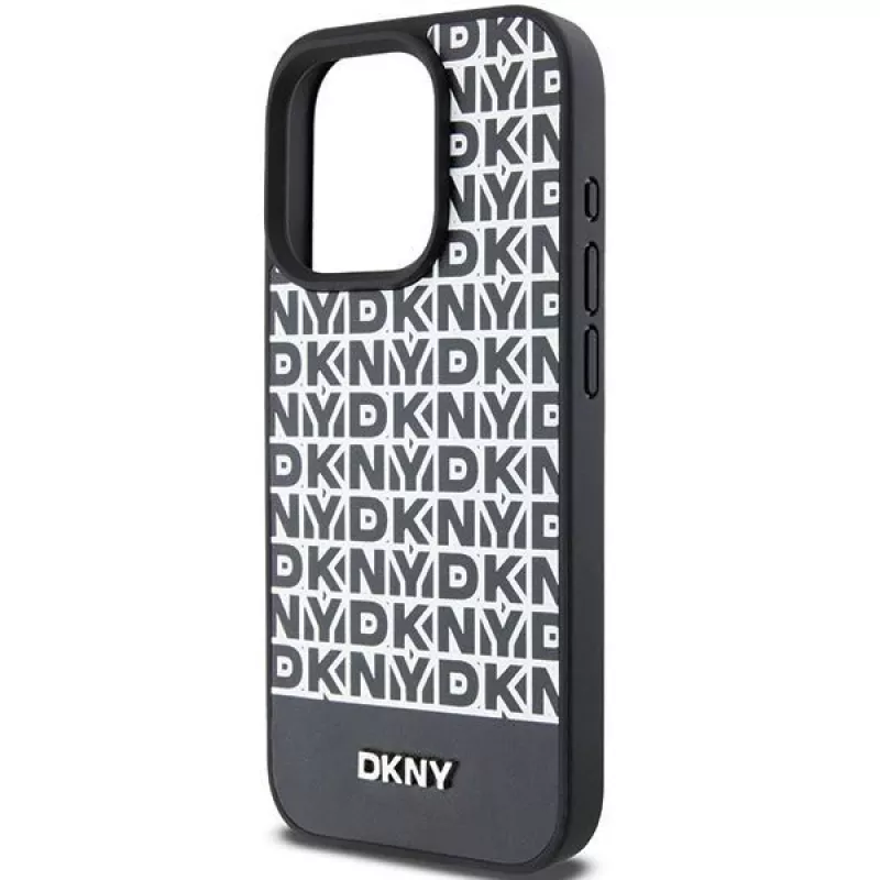 DKNY DKHMP15XPSOSPK Hardcase Skórzany Wzorzysty Metalowe Logo MagSafe do iPhone 15 Pro Max 6.7 Czarny