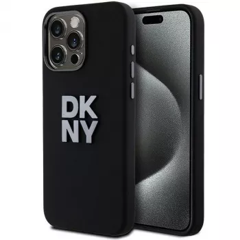 DKNY DKHCP15LSMCBSK Hardcase Liquid Silicone Case do Apple iPhone 15 Pro 6,1 inch Czarny Metalowe Logo