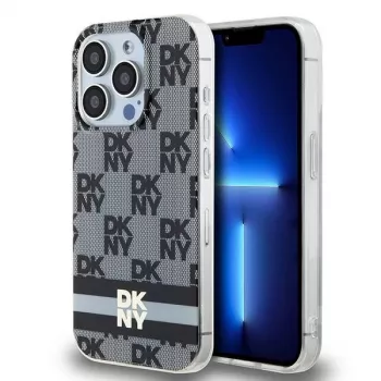 DKNY DKHMP14LHCPTSK Hard Case do iPhone 14 Pro 6,1 inch Czarny IML Wzór w kratkę Mono i Drukowane Paski MagSafe
