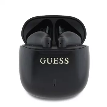 Guess GUTWSJ14ESGKTWS True Wireless Bluetooth 5.3 Słuchawki douszne z etui ładującym, czarne, z klasycznym nadrukiem logo