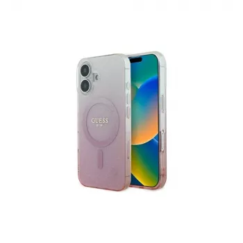 Guess IML Glitter Gradient MagSafe Case do iPhone 16 (Różowy)