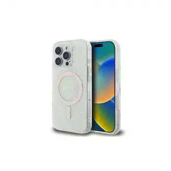 Guess GUHMP16LH4DTEH iPhone 16 Pro 6,3 inch Białe etui twarde IML 4G Background MagSafe