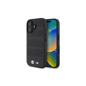 BMW M Collection Perforated and Stitched Line Hard Case do iPhone 16 6,1 cala - Czarny