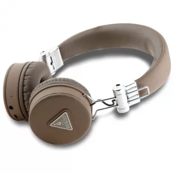 Guess Grained Classic Round Shape Wireless Bluetooth Over-Ear Headphones z ENC, Brązowy