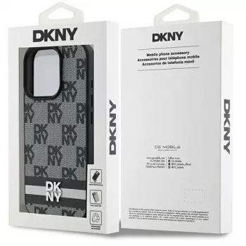 DKNY DKHCP16LPCPTSSK Hard Case do Apple iPhone 16 Pro 6,3 cala czarny wzór w kratkę i nadrukowane paski