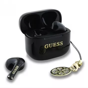 Guess Glossy Effect Printed Classic Logo & Charm TWS Bluetooth Earbuds z etui ładującym (czarny)