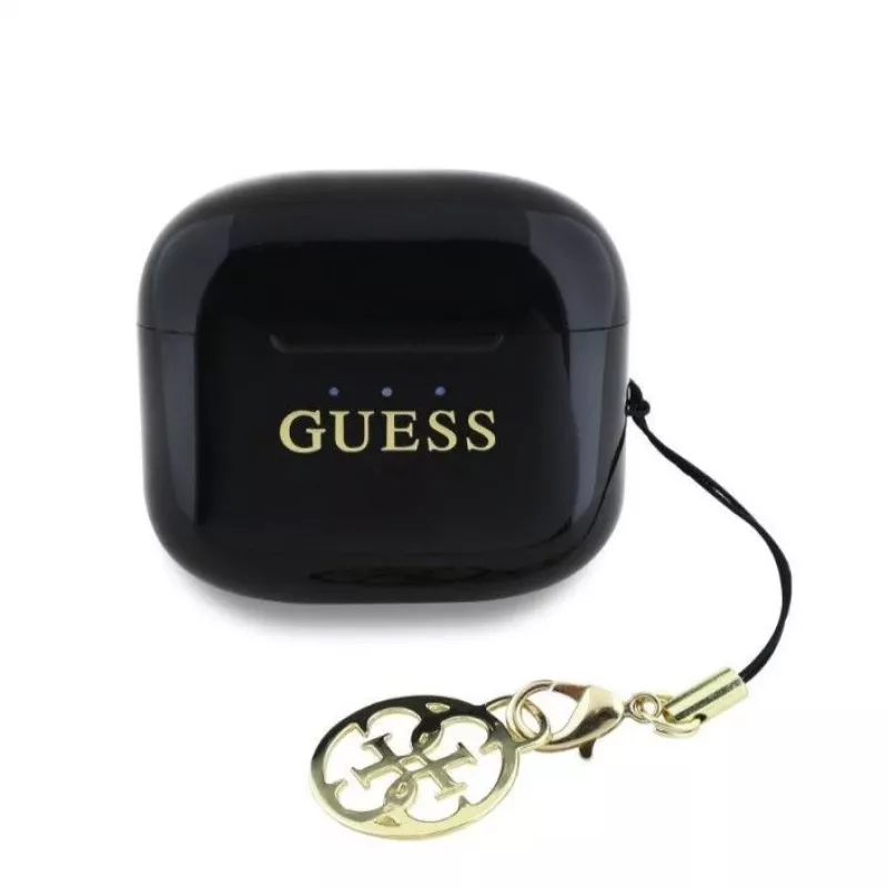 Guess Glossy Effect Printed Classic Logo & Charm TWS Bluetooth Earbuds z etui ładującym (czarny)