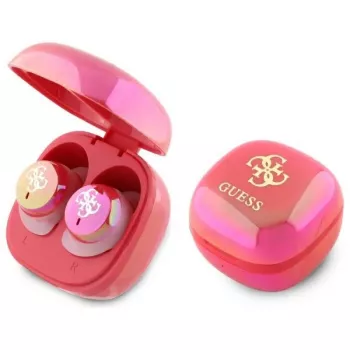 Guess 4G Printed Logo True Wireless Earbuds z etui ładującym - Fuchsia Iridescent