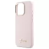 Guess GUHCP16LSMBSLP iPhone 16 Pro 6.3 cala Różowe Silikonowe Etui Twarde z Logo i Ramką Script Metal