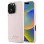 Guess GUHCP16LSMBSLP iPhone 16 Pro 6.3 cala Różowe Silikonowe Etui Twarde z Logo i Ramką Script Metal